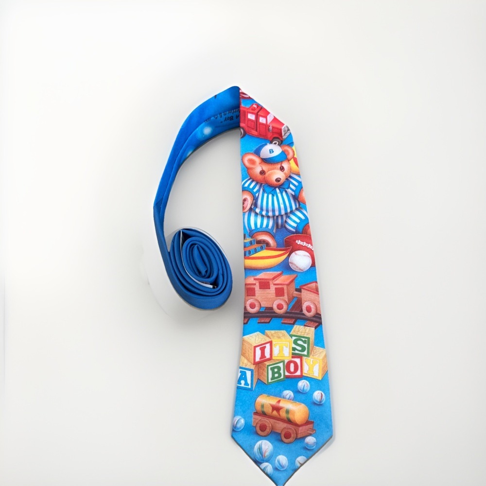 Vintage Ralph Marlin Original It's A Boy 1992 Tie Men's American Made Birth Gift
